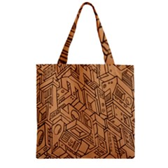 Mechanical Tech Pattern Zipper Grocery Tote Bag