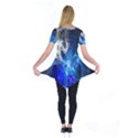 Ghost Fractal Texture Skull Ghostly White Blue Light Abstract Short Sleeve Tunic  View2