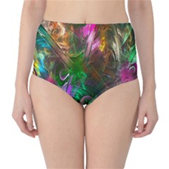 Fractal Texture Abstract Messy Light Color Swirl Bright High-waist Bikini Bottoms by Simbadda