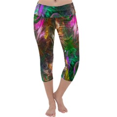 Fractal Texture Abstract Messy Light Color Swirl Bright Capri Yoga Leggings by Simbadda