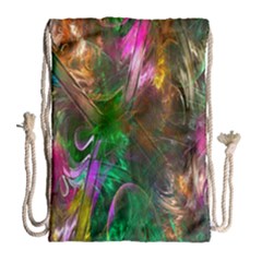 Fractal Texture Abstract Messy Light Color Swirl Bright Drawstring Bag (large)