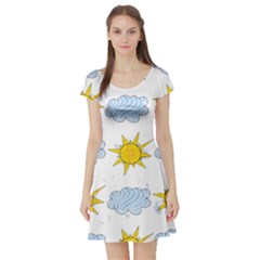 Sunshine Tech White Short Sleeve Skater Dress by Simbadda