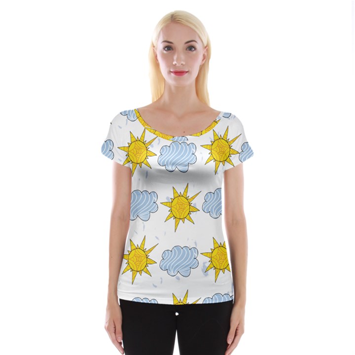 Sunshine Tech White Women s Cap Sleeve Top