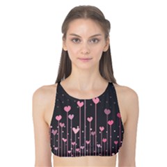 Pink Hearts On Black Background Tank Bikini Top