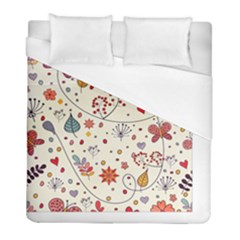 Spring Floral Pattern With Butterflies Duvet Cover (full/ Double Size) by TastefulDesigns