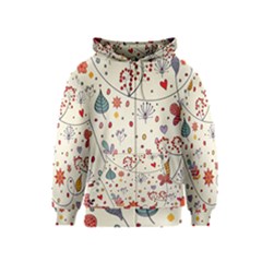 Spring Floral Pattern With Butterflies Kids  Zipper Hoodie by TastefulDesigns