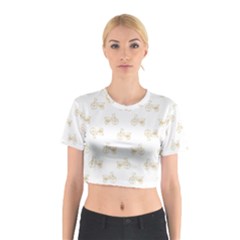 Retro Bicycles Motif Vintage Pattern Cotton Crop Top