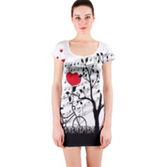 Love Song Short Sleeve Bodycon Dress by Valentinaart