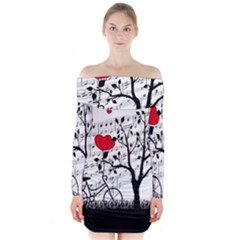 Love Song Long Sleeve Off Shoulder Dress by Valentinaart