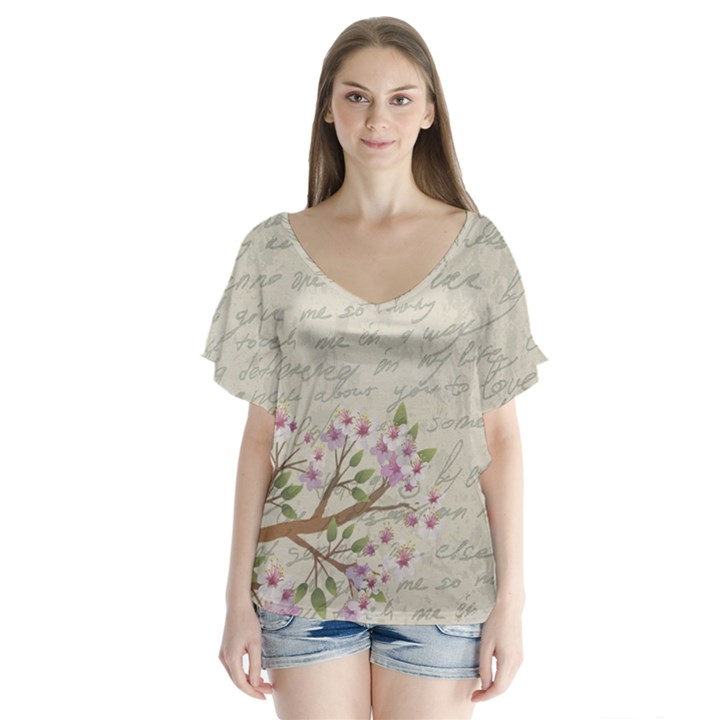 Cherry blossom Flutter Sleeve Top