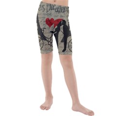 Love Letter - Paris Kids  Mid Length Swim Shorts by Valentinaart