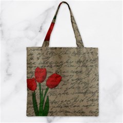 Vintage Tulips Zipper Grocery Tote Bag by Valentinaart