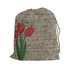 Vintage Tulips Drawstring Pouches (xxl) by Valentinaart