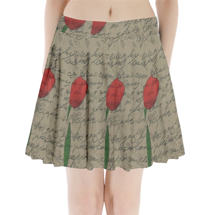 Vintage tulips Pleated Mini Skirt