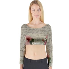 Vintage Roses Long Sleeve Crop Top by Valentinaart