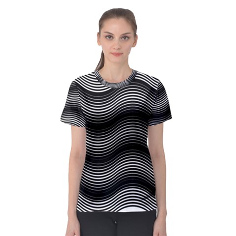 Two Layers Consisting Of Curves With Identical Inclination Patterns Women s Sport Mesh Tee by Simbadda