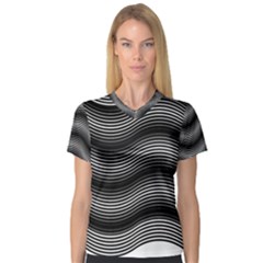 Two Layers Consisting Of Curves With Identical Inclination Patterns Women s V-neck Sport Mesh Tee