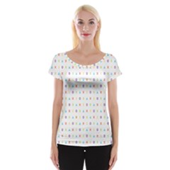 Sign Pattern Women s Cap Sleeve Top