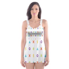 Sign Pattern Skater Dress Swimsuit