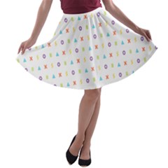 Sign Pattern A-line Skater Skirt