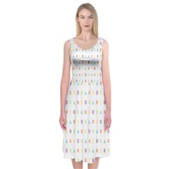 Sign Pattern Midi Sleeveless Dress