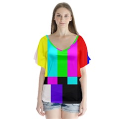 Color Bars & Tones Flutter Sleeve Top