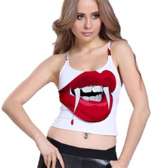 Mouth Jaw Teeth Vampire Blood Spaghetti Strap Bra Top by Simbadda