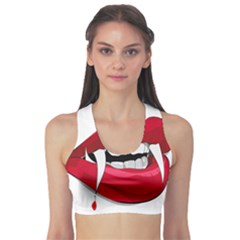 Mouth Jaw Teeth Vampire Blood Sports Bra by Simbadda