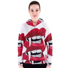 Mouth Jaw Teeth Vampire Blood Women s Zipper Hoodie