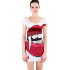 Mouth Jaw Teeth Vampire Blood Short Sleeve Bodycon Dress