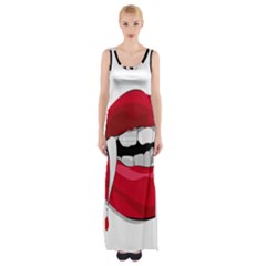 Mouth Jaw Teeth Vampire Blood Maxi Thigh Split Dress by Simbadda