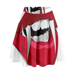 Mouth Jaw Teeth Vampire Blood High Waist Skirt by Simbadda