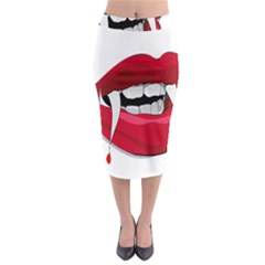 Mouth Jaw Teeth Vampire Blood Midi Pencil Skirt