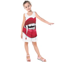 Mouth Jaw Teeth Vampire Blood Kids  Sleeveless Dress