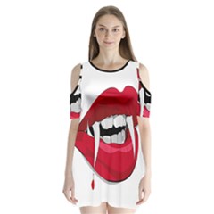 Mouth Jaw Teeth Vampire Blood Shoulder Cutout Velvet  One Piece