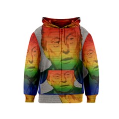 Rainbow Trump  Kids  Zipper Hoodie by Valentinaart