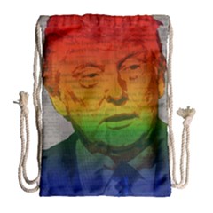 Rainbow Trump  Drawstring Bag (large) by Valentinaart