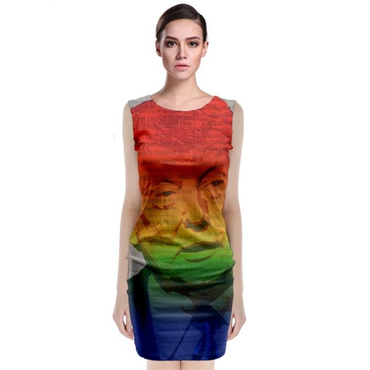 Rainbow Trump  Sleeveless Velvet Midi Dress