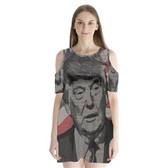 Trump Shoulder Cutout Velvet  One Piece by Valentinaart