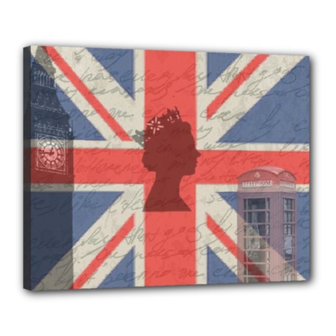 Vintage London Canvas 20  X 16  by Valentinaart