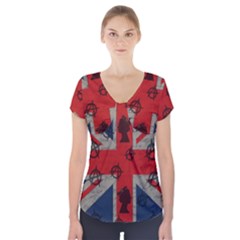 United Kingdom  Short Sleeve Front Detail Top by Valentinaart