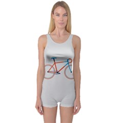 Bicycle Sports Drawing Minimalism One Piece Boyleg Swimsuit by Simbadda