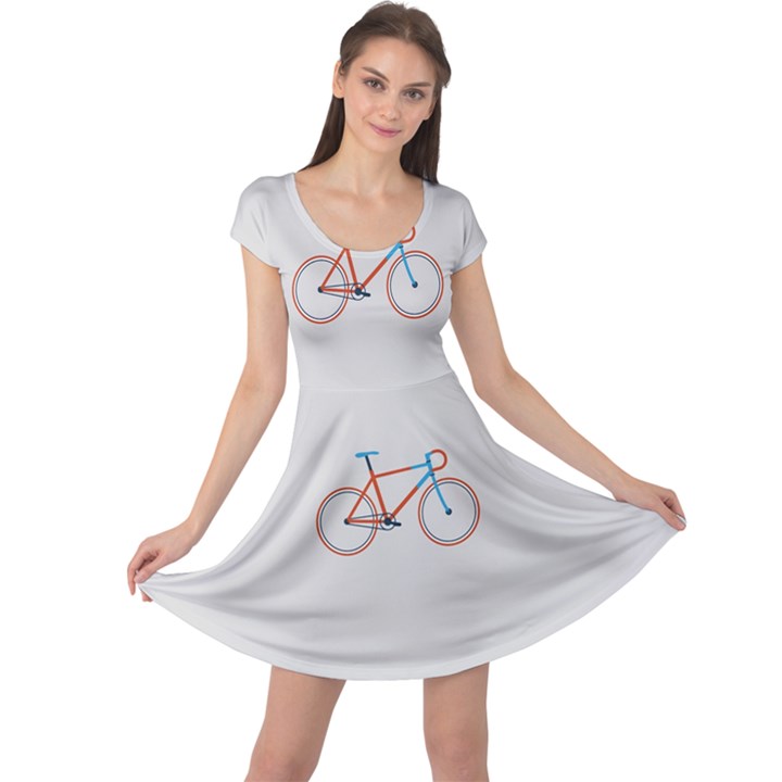 Bicycle Sports Drawing Minimalism Cap Sleeve Dresses