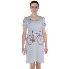 Bicycle Sports Drawing Minimalism Short Sleeve Nightdress