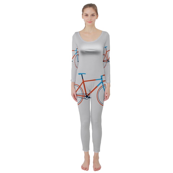 Bicycle Sports Drawing Minimalism Long Sleeve Catsuit