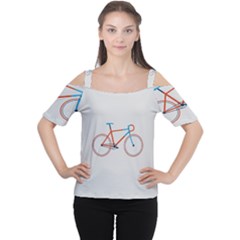 Bicycle Sports Drawing Minimalism Women s Cutout Shoulder Tee