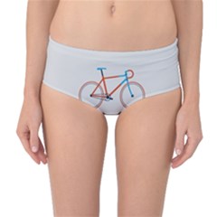 Bicycle Sports Drawing Minimalism Mid-waist Bikini Bottoms by Simbadda