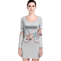 Bicycle Sports Drawing Minimalism Long Sleeve Velvet Bodycon Dress