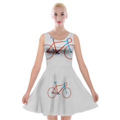 Bicycle Sports Drawing Minimalism Velvet Skater Dress by Simbadda