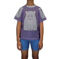 Cat Minimalism Art Vector Kids  Short Sleeve Swimwear